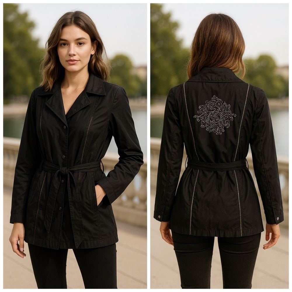 Chico’s Topper Julitta black lightweight windbreaker jacket size